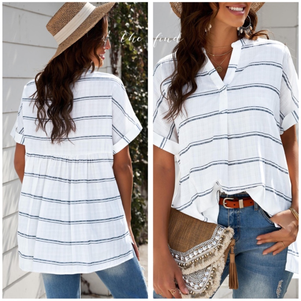 NWOT white/gray striped tunic Size Small